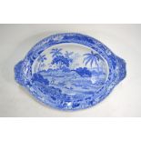 The Coysh Collection - A 19th century blue transfer printed Spode Indian Sporting Series oval