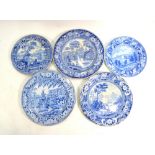 The Coysh Collection - Two 19th century blue transfer printed plates decorated with a panoramic