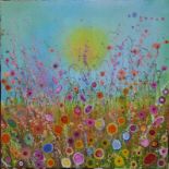 Yvonne Coomber - 'I love you with all my heart', oil and glitter on canvas, signed,