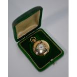 An Edwardian lady's 12ct gold half-hunter fob-watch with top-wind lever movement,