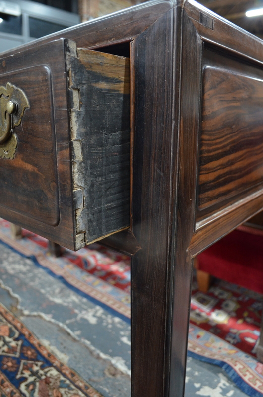 An antique Chinese calamander desk, the - Image 4 of 6