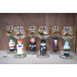 A set of six hock glasses, the bowls hav
