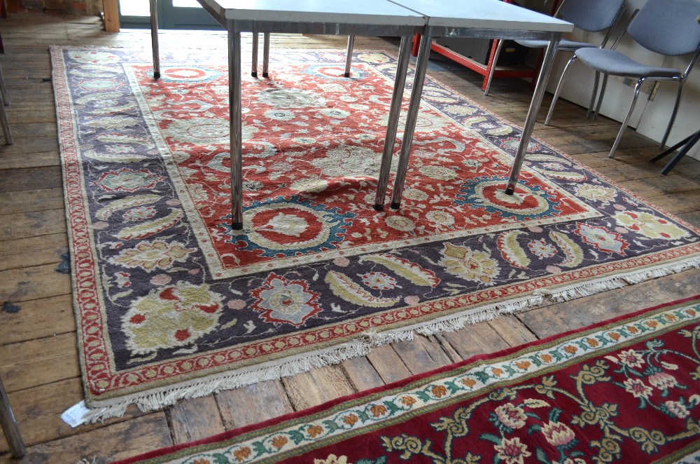 An Indian Agra carpet with large rosette - Image 7 of 8