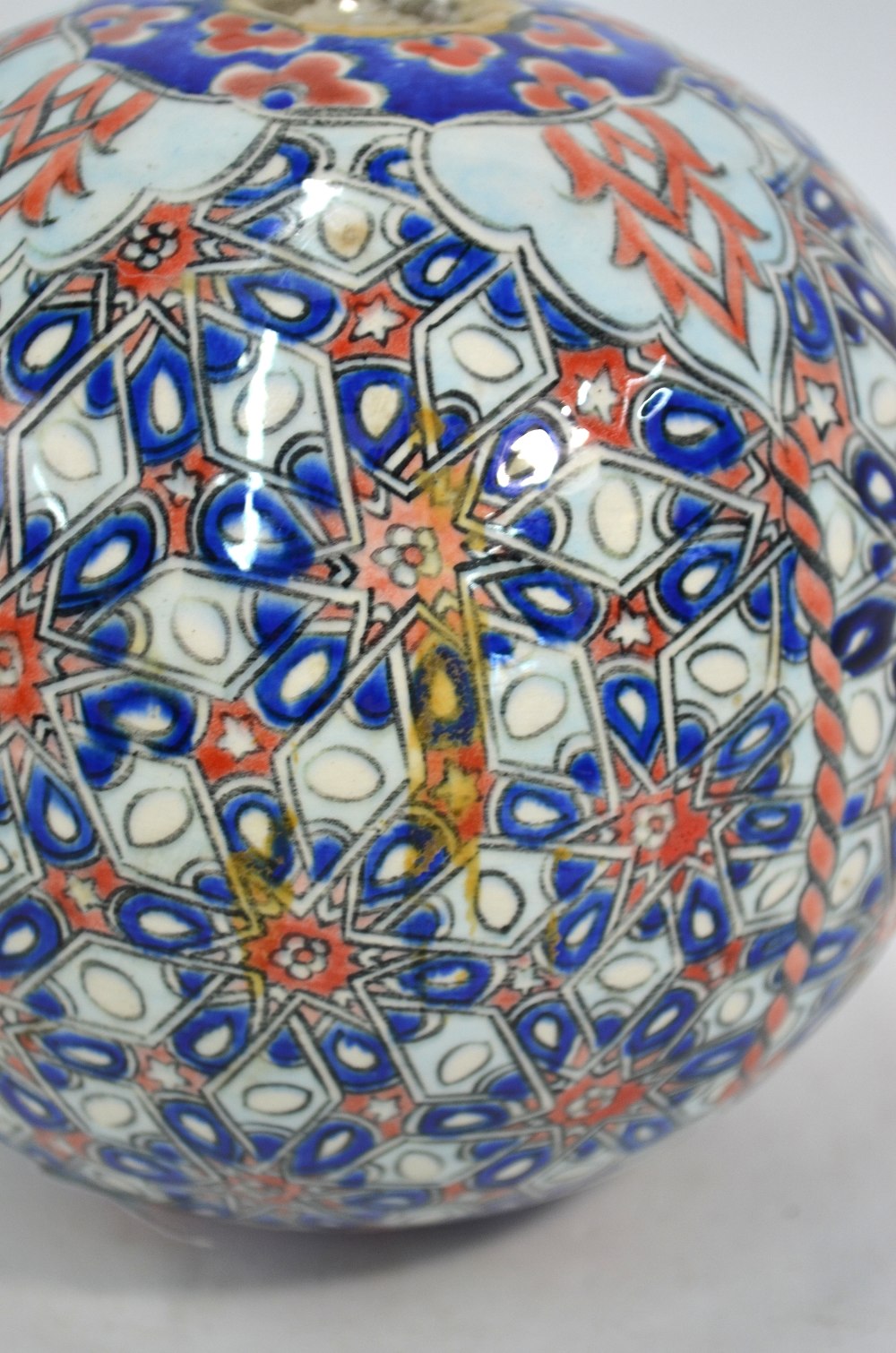 An Ottoman style, ceramic light or other hanging object of spherical form, - Image 5 of 5