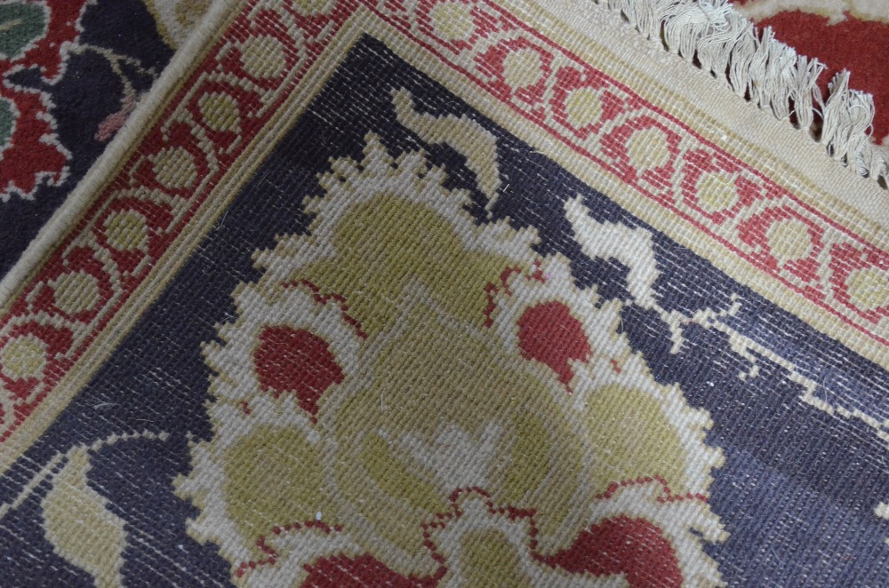 An Indian Agra carpet with large rosette - Image 5 of 8