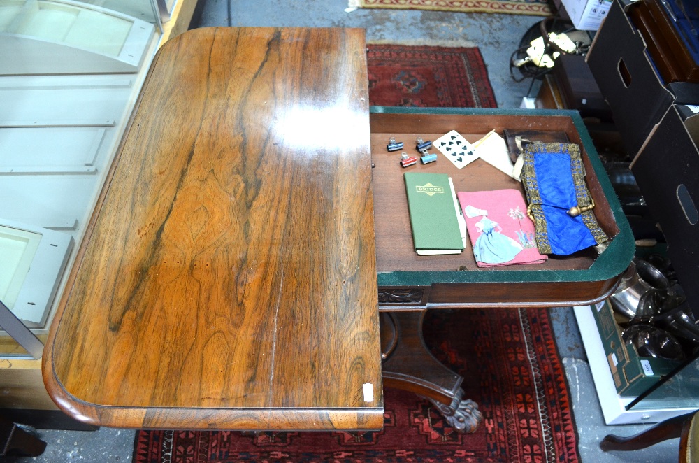 A Victorian rosewood card table, the fol - Image 3 of 4