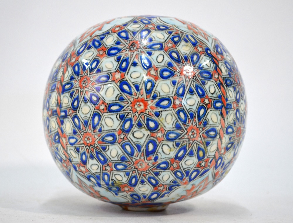 An Ottoman style, ceramic light or other hanging object of spherical form, - Image 2 of 5