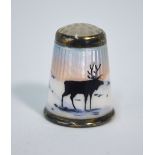 A Norwegian silver and enamel thimble in