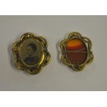 Two antique gilt metal mounted brooches,