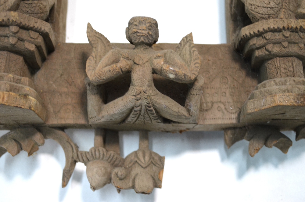 A Siamese carved wood temple door, - Image 2 of 6