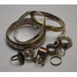 A quantity of bangles and rings, some st