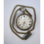 A silver open-faced pocket watch with 15