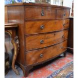 A Victorian mahogany bowfront chest of two short over three long graduated drawers, on shaped