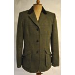 A Daks pure new wool tweed hacking style jacket, green flecked orange with black check and brown