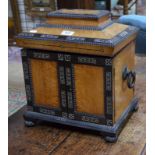 A Victorian mother of pearl inlaid rosewood and satinwood combination sewing/collectors cabinet,
