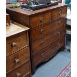 Victorian mahogany chest of 2 short over 3 long drawers, raised on shaped bracket feet