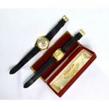 A gentleman's vintage gilt metal Roamer wristwatch with square dial (boxed), to/w a gentleman's gilt