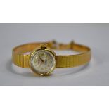 A lady's Ondina bracelet watch, yellow metal stamped 750, mechanical with Incabloc movement,