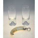 Nuutajarvi, Wartsila, Finland - a pair of Irish coffee glasses of cylindrical form with kicked in