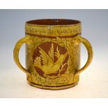 Edwin Beer Fishley (1832-1911) - an Arts & Crafts Fremington Pottery slipware loving cup decorated