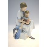Bing & Grondahl study of a mother seated on steps with a child on her lap, no. 1829, 31 cm high Chip
