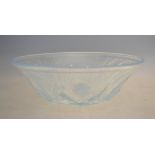 A French Art Deco Jobling opalescent glass bowl moulded with fir cones, 21 cm diam. No chips or