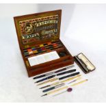 A 19th century teak fitted watercolours box, lithograph paper label within inscribed 'Superior