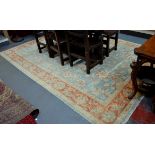 A large handmade Ziegler design carpet, pale blue ground, 351 x 256 cm