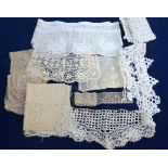 A collection of 19th century and later lace to include a pair of Maltese lace fore-arm sleeves,