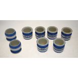 Six T G Green Blue Cornish Ware small condiment pots, special editions 2004-2006 - Chutney,