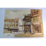 Ong Kim Seng, watercolour on paper, a street scene, 73.5 x 53 cm, signed at bottom right with the