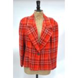 A Jaeger wool mix red, blue/white checked jacket, size 18; a Basler silk/linen mix oatmeal/blue