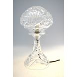 A cut glass table lamp base and shade, 25.5 cm high Small chip to interior of base