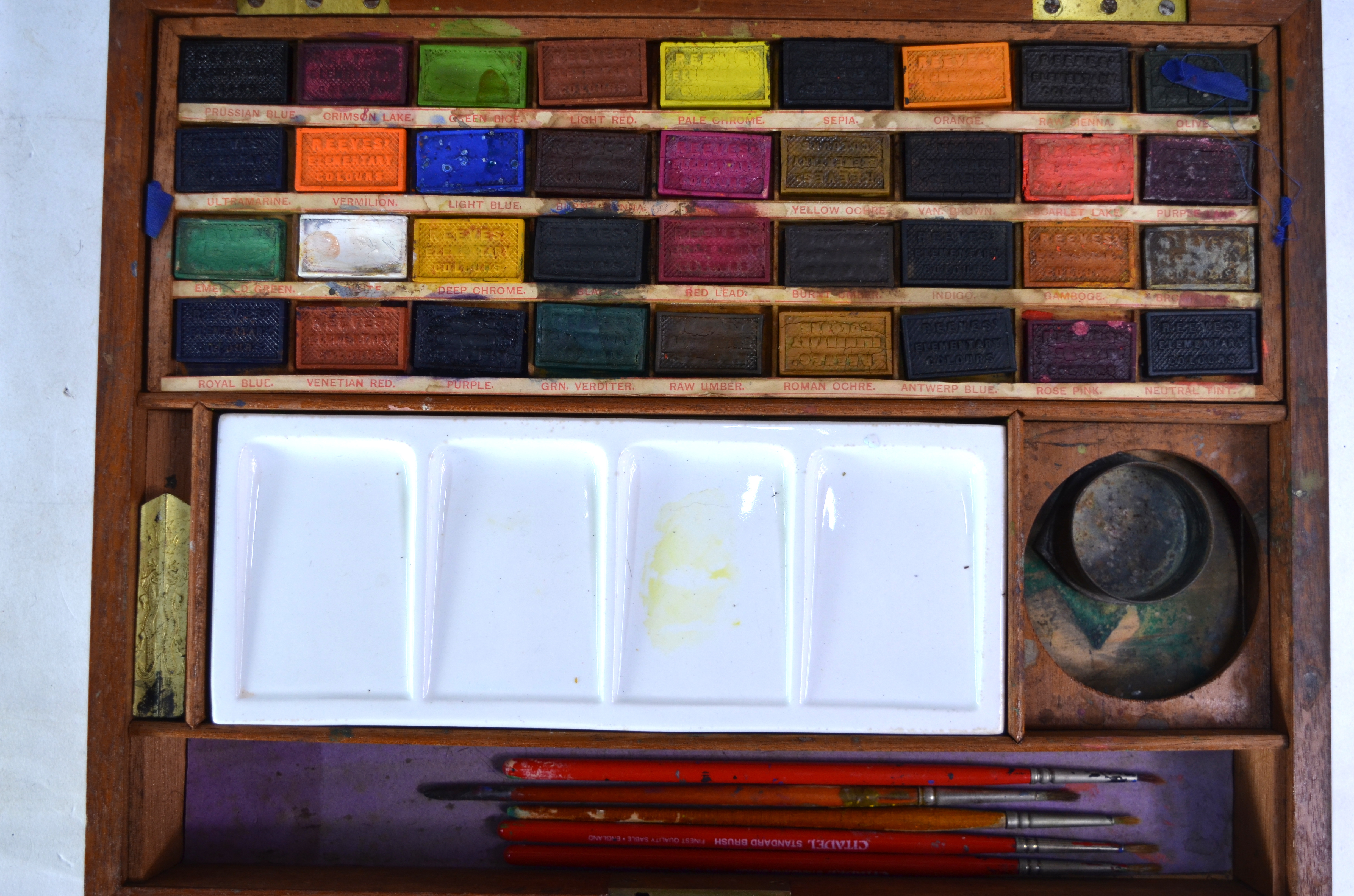 A 19th century teak fitted watercolours box, lithograph paper label within inscribed 'Superior - Image 4 of 4