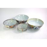 Four Chinese Export porcelain bowls comprising: one in famille rose, 15 cm diameter, one in