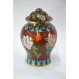 A Chinese cloisonne enamel vase and cover with knop finial, 38 cm high, post Qing Dynasty Some