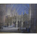 Rev H Boyd - 'The Choir Screen, Albi, nr Toulouse', watercolour, 59 x 74 cm with handwritten label