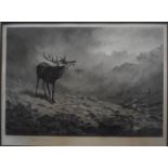 After Archibald Thorburn (1860-1935) - A pair - Stag and hinds on a moor, engraving pub 1899 London,