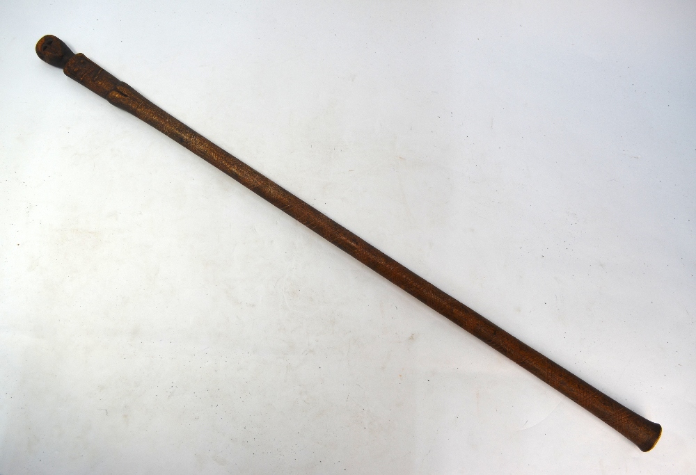 An African tribal walking stick, carved with a female figure, to/w a Kikuyu quiver of arrows - - Image 2 of 15