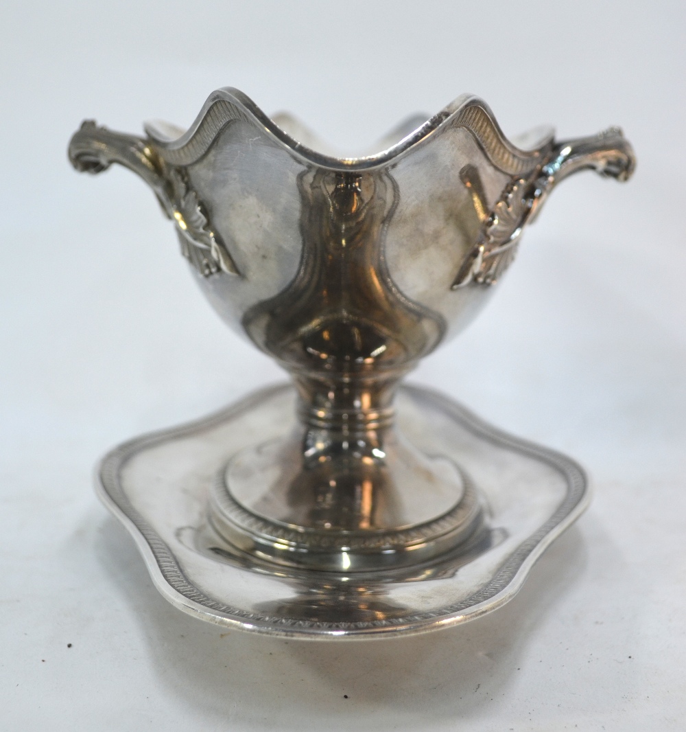 A French 950 grade double-lipped sauce boat with loose liner, foliate and scroll cast and chased - Image 4 of 7