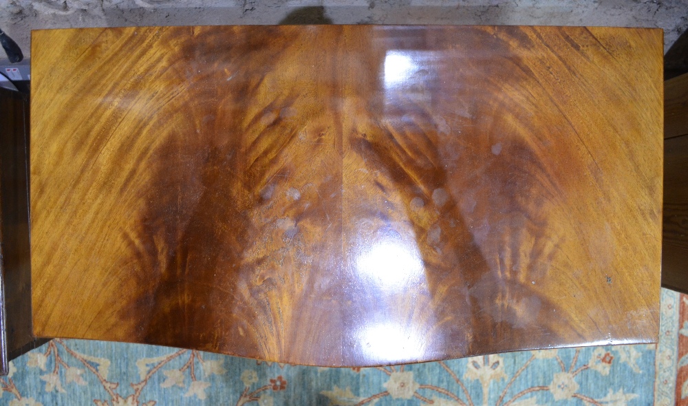 A figured mahogany canteen table with three fitted drawers, containing a part set of electroplated - Image 2 of 8