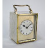 An electroplated desk-clock with Swiss movement and enamel dial inscribed for John Russel, London,