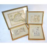 Three Ogilby-style Yorkshire road map engravings, York to Whitby, Pickering to Scarborough and