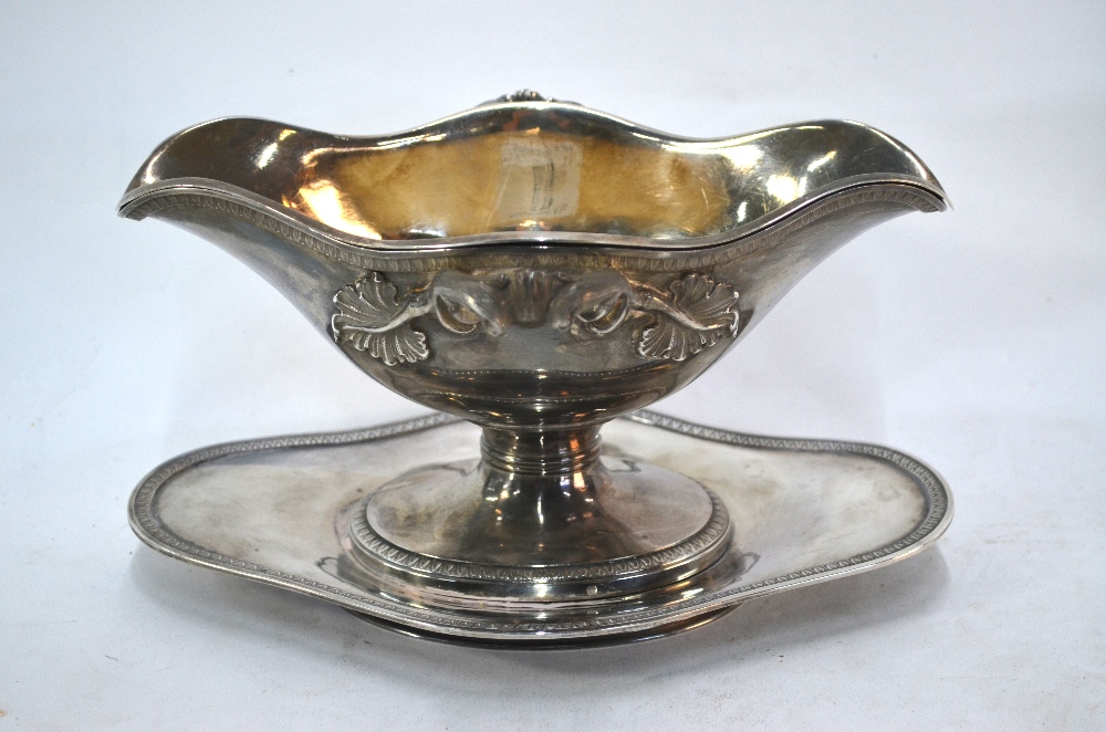 A French 950 grade double-lipped sauce boat with loose liner, foliate and scroll cast and chased - Image 7 of 7