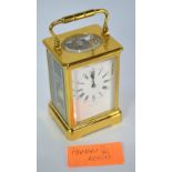 A French gilt brass carriage clock, the eight-day two train movement by    Am no 10411 striking