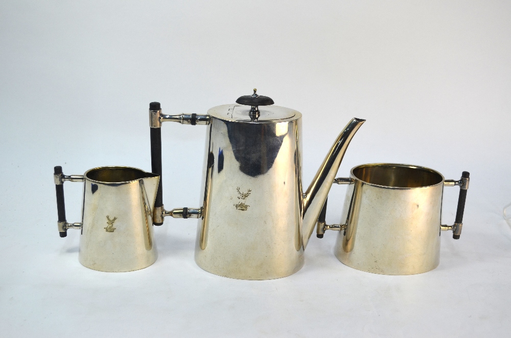 A late 19th century electroplated three-piece coffee service of oval tapering form, the ebony-rod - Image 5 of 5