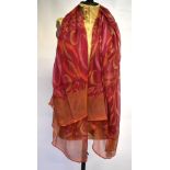 Georgina Von Etzdorf scarves - A 100 percent silk patchwork and devore stole in muted grey/brown and