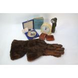 A pair of vintage fur driving gauntlets by Fownes of Worcester (little used), to/w an 'A.B.C.' of