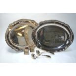 A pair of Old Sheffield Plate oval platters with gadrooned rims, engraved with the coronet of a