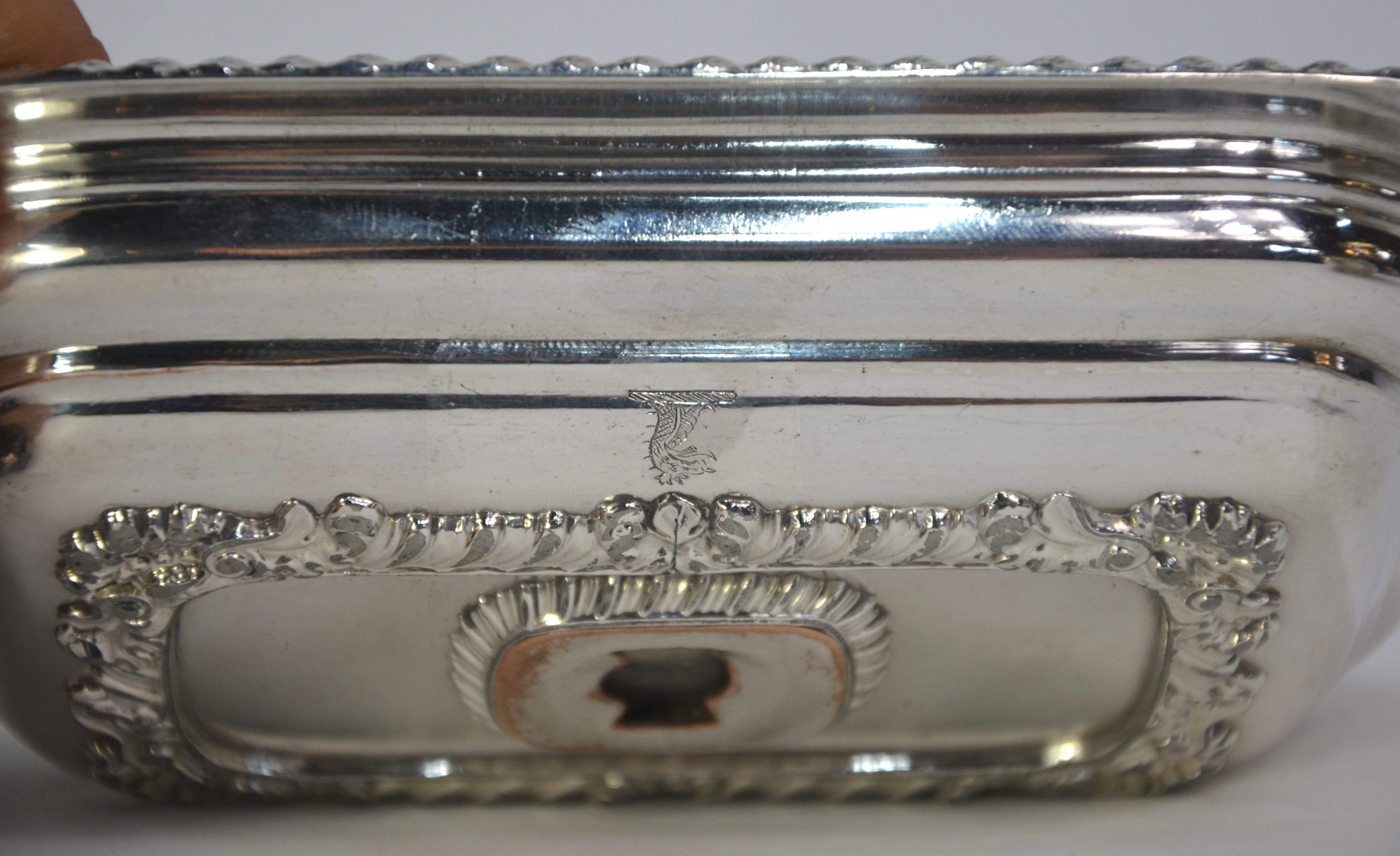 A small Old Sheffield Plate tureen and cover with gadrooned rim and lion-pad feet, to/w a pair of - Image 6 of 6